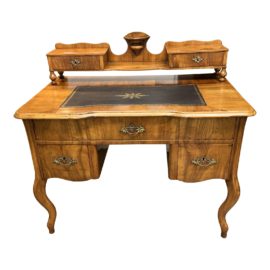 Antique Writer's Desk With Locking Drawers + Compass Designed Writing Pad