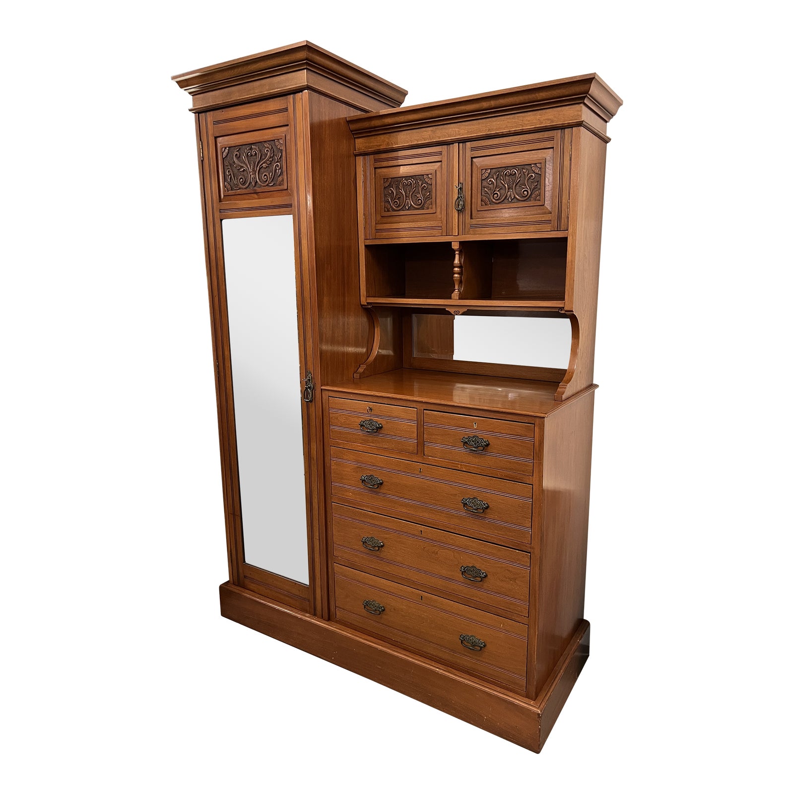 Early 20th Century English Chiffonier With Locking Drawer + Cabinet - Design Plus Gallery Early 20th Century English Chiffonier With Locking Drawer + Cabinet - Design Plus Gallery