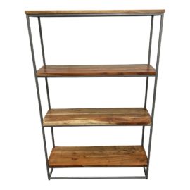 CB2 Iron Framework Bookcase of Acacia Wood. Original Price: $950