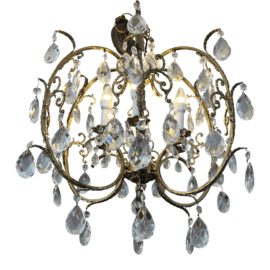 L&L WNC Vintage Brass + Crystal Chandelier