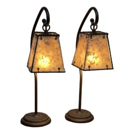 Rustic Table Lamps With Lantern Light Hanging Design - Pair
