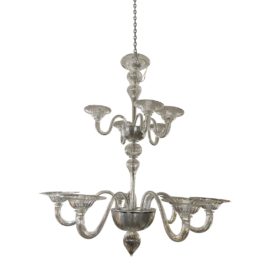 Italian Crystal Clear Glass 11-Arm Chandelier
