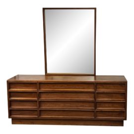 Brown & Saltman Mid 20th Century Modern 12 Drawer Dresser + Mirror