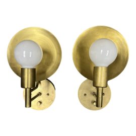 Visual Comfort Whare Sconces in Burnished Brass Designed by Ellen DeGeneres, a Pair. Original Price: $410