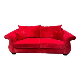 Andinas Sofa Company Rolled Arm Red Velvet Sofa