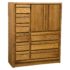 Custom Made Oak Armoire With Cabinet + 9 Drawers