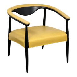 Hans J. Wegner Inspired Mid-Century Modern Chair in Yellow Vinyl