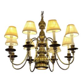 Vintage Forecast Brass 8 Light Chandelier + Downlight