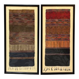 Room & Board Framed Vintage Thai Textile Fragments, a Pair. Original Price: $999