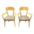 Vintage Sculpted Maple Armchairs + Embossed Ostrich Leather Upholstery, a Pair