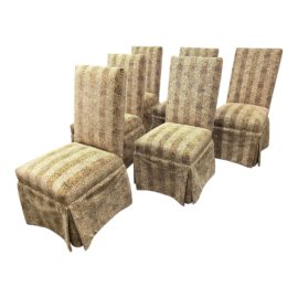 Custom Design Exotic Print Parsons Side Chairs, Set of Six