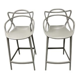Kartell Philippe Starck + Eugeni Quitllet Masters Grey Counter Stools, a Pair. Original Price: $1,200