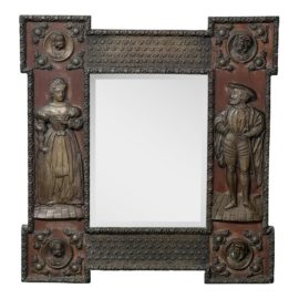 Antique Dutch Baroque Figure Wall Mirror