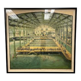 1896 Antique Original Billboard Canvas for Sutro Baths San Francisco, Custom Framed. Original Price: $29,751