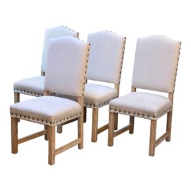 Saareid Ruge Linen Dining Chairs, Set of Four. Original Price: $2,480