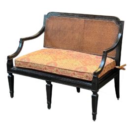 Baker Furniture Milling Road Ebony Caned Settee. Original Price: $2,495