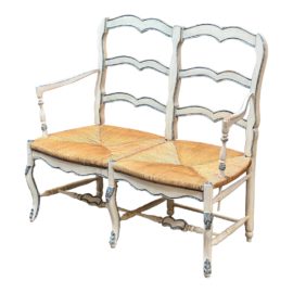 French Country Rush Seat Settee