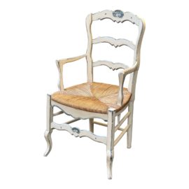 French Country Woven Rush Seat Chair