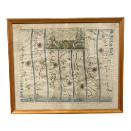Antique Framed Map of the Road From Welshpool Com Montgomery to Carnarvan in North Wales