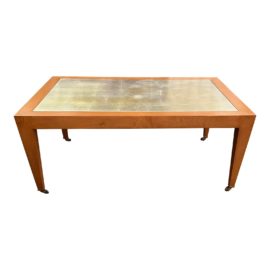 Donghia Custom Design Wood Coffee Table + Silver Leaf Finish Top + Casters. Original Price: $4,000