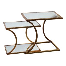 Sullivan Transitional Gilt + Mirror Two Piece Nesting Tables