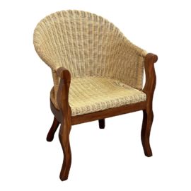 Transitional Wicker + Wood Accent Chair