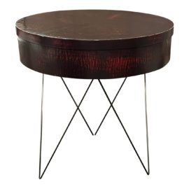 Custom Design Round Storage + Hairpin Legs Occasional Table