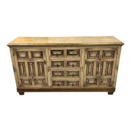 Vintage French Hand Painted Wood + Mirror Paneled Buffet/Dresser. Original Price: $2,500