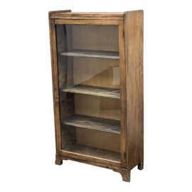 Vintage Wood + Glass Door Bookcase