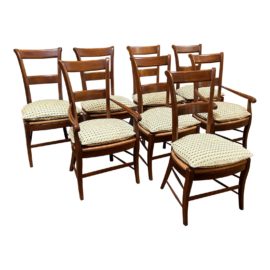 Vintage Rush Seat Dining Chairs, Set of Eight