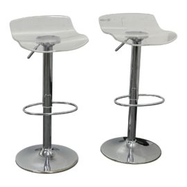 Modern Style Transparent Acrylic Swivel Adjustable Stools, a Pair