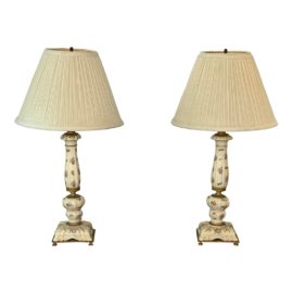 Antique Painted Ceramic + Brass Table Tamps, a Pair