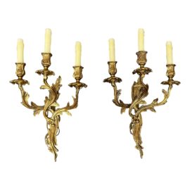 Louis XV French Rococo Wall Light Sconces, a Pair