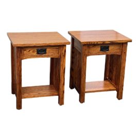 Restoration Hardware Michaels Furniture Mission Style Nightstands, a Pair