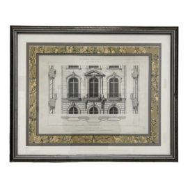 19th Century Cesar Daly French Architecture Engraving House on the Seine Canal, Paris - Matted