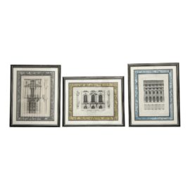 19th Century Cesar Daly French Architecture Engraving Motifs Historique Prints, Set of Three