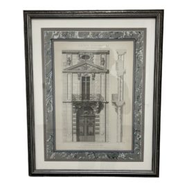 19th Century Cesar Daly French Architecture Engraving Hotel on St. Louis Street, Paris - Matted