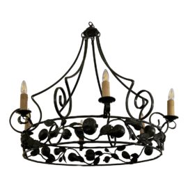 Vintage Ironies Frutteto Dark Verde Gris Six Light Chandelier. Original Price: $6,700