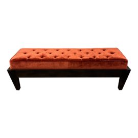 Custom Design Vermillion Tufted Velvet Bench