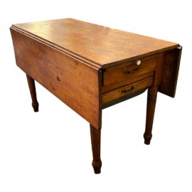 Antique Drop Leaf Farm Table + Flour Bin