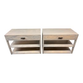 Custom Design Cerused Ash Nightstands, a Pair