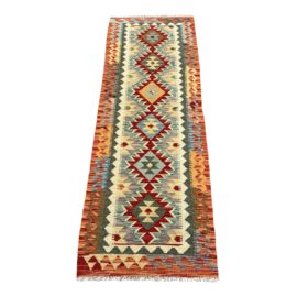 NEW Pakistani Kilim Runner Rug With Orange Background - 2′2″ × 6′3″. Original Price: $450