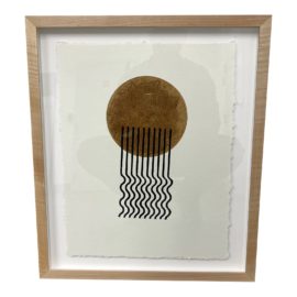 Byway Ochre Woodblock Print in Maple Frame. Original Price: $310