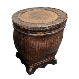 Kim3 Asian Art & Antiques Vintage Weaving Basket Side Table Original Price: $1,000