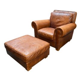 Custom Design Crocodile Embossed Leather Club Chair + Ottoman