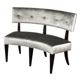Bernhardt Velour Curved Back Dining Bench. Original Price: $3,500
