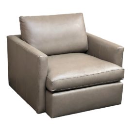 Crate & Barrel Lavista Smoke Leather Swivel Lounge Chair. Original Price: $2,199