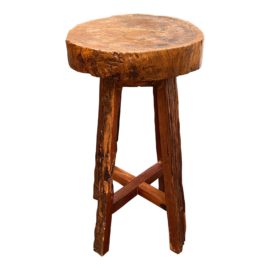 Handcrafted Teak Stump Stool, Artist Unknown