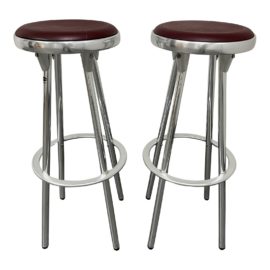 Room & Board Indecasa Spain Modern Leather Burgundy Barstools, a Pair