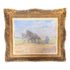 Alex Langlet Team of Horses at Labor, Oil Painting, Sweden C.1944